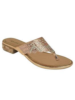 Ajanta Golden Embelished Laser Cut Party & Wedding Sandal for Women BL1538