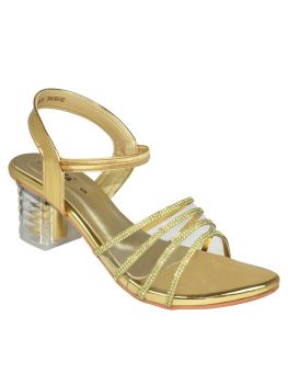 Ajanta Golden Embelished Party & Wedding Block Heel Sandal for Women LB0976