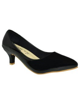 Ajanta Women Black Pointed Toe Kitten Heel Sandal SL0858