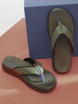 Impakto PediPlush Men Stylish Lightweight Daily use Olive Green Slipper FT3046