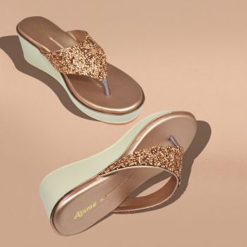 Ajanta Rosegold Embelished Party & Wedding Wedge Sandal for Women BL1534