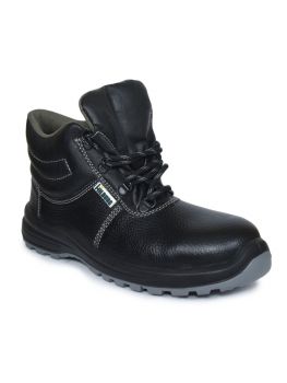 Ajanta Hillburg High Ankle Double Density Safety Shoe - Black