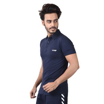 Impakto Men's Dry Fit Polo T-shirt -Navy